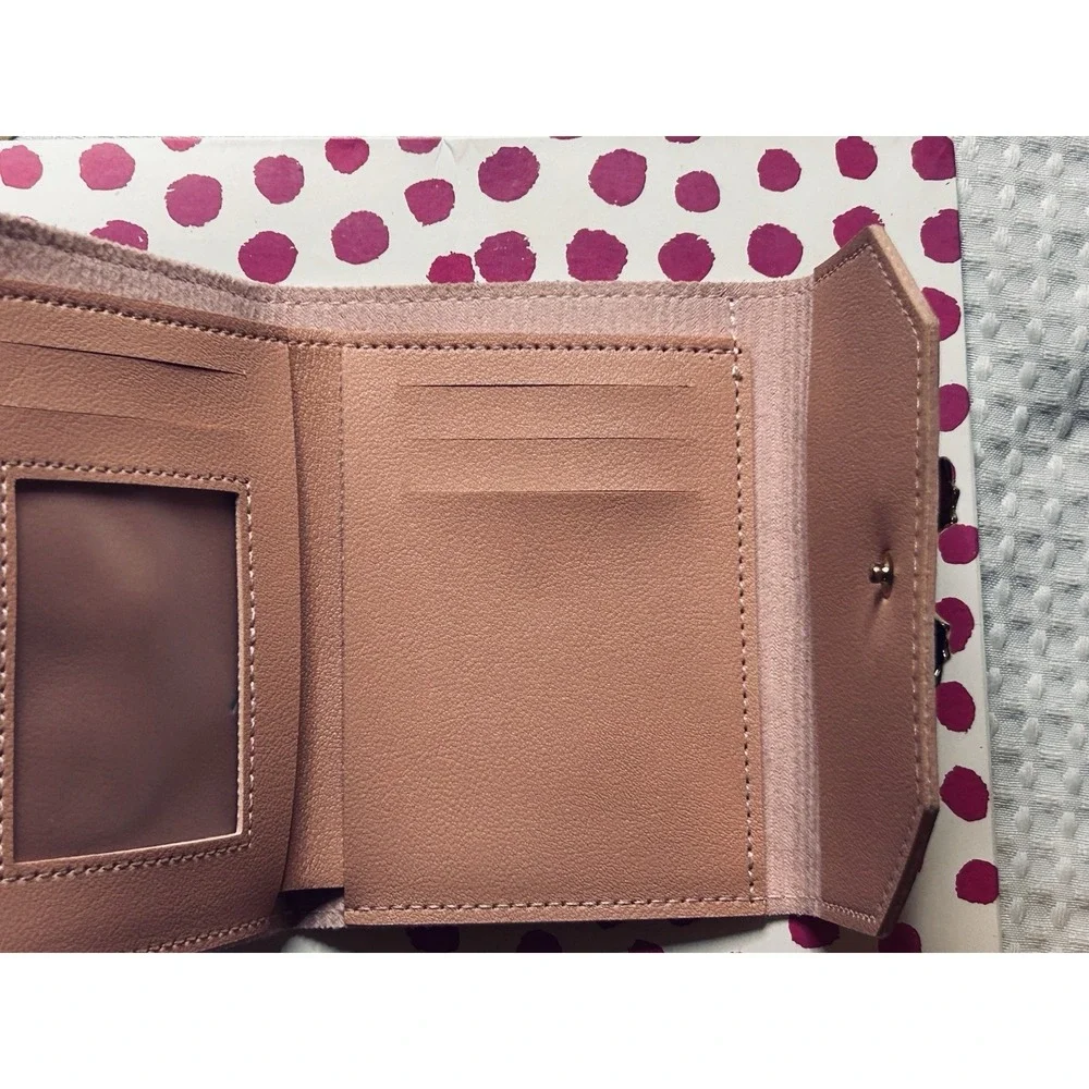 Pink Solid Envelope Wallet with Gold Bow Accent + BONUS Lotion (new)